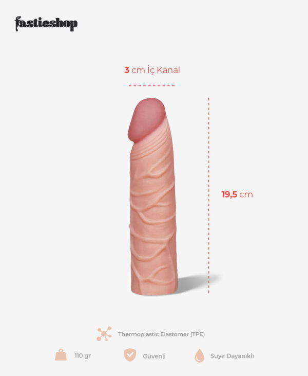 Realistik Penis Kılıfı 5 cm Uzatmalı